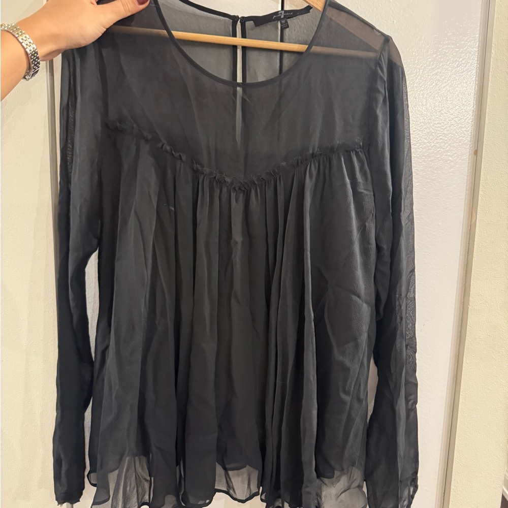 7 For All Mankind Black Sheer Women's Top
